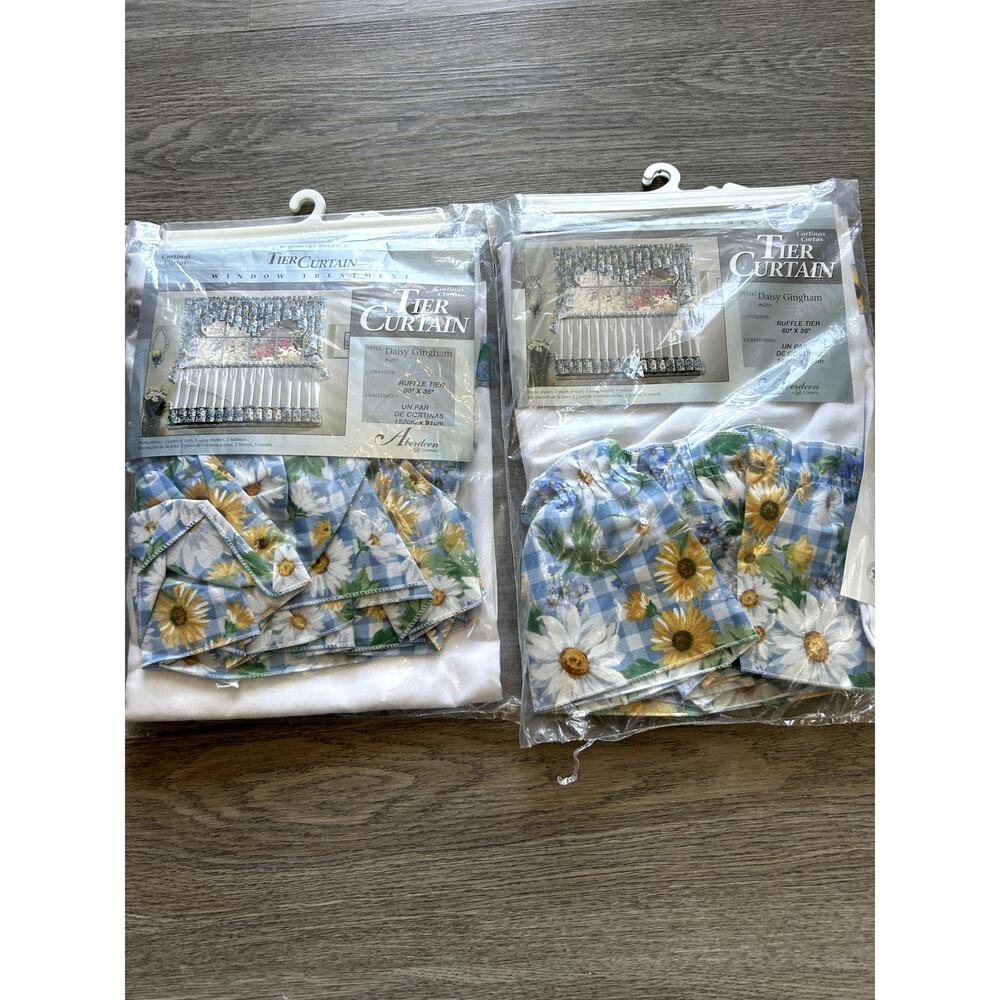 Vintage Ginham Daisy Cafe Tier Curtains